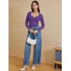 imageATHMILE Womens Long Sleeve Shirts Casual Fall Henley Top Button Down Blouses Basic Ribbed Knit T Shirts 2025Purple