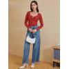 imageATHMILE Womens Long Sleeve Shirts Casual Fall Henley Top Button Down Blouses Basic Ribbed Knit T Shirts 2025Red