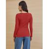 imageATHMILE Womens Long Sleeve Shirts Casual Fall Henley Top Button Down Blouses Basic Ribbed Knit T Shirts 2025Red