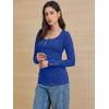imageATHMILE Womens Long Sleeve Shirts Casual Fall Henley Top Button Down Blouses Basic Ribbed Knit T Shirts 2025Sapphireblue