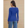 imageATHMILE Womens Long Sleeve Shirts Casual Fall Henley Top Button Down Blouses Basic Ribbed Knit T Shirts 2025Sapphireblue