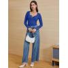 imageATHMILE Womens Long Sleeve Shirts Casual Fall Henley Top Button Down Blouses Basic Ribbed Knit T Shirts 2025Sapphireblue