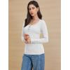 imageATHMILE Womens Long Sleeve Shirts Casual Fall Henley Top Button Down Blouses Basic Ribbed Knit T Shirts 2025White