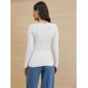 imageATHMILE Womens Long Sleeve Shirts Casual Fall Henley Top Button Down Blouses Basic Ribbed Knit T Shirts 2025White