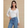 imageATHMILE Womens Long Sleeve Shirts Casual Fall Henley Top Button Down Blouses Basic Ribbed Knit T Shirts 2025White
