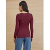 imageATHMILE Womens Long Sleeve Shirts Casual Fall Henley Top Button Down Blouses Basic Ribbed Knit T Shirts 2025Winered