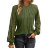 imageATHMILE Womens Long Sleeve Shirts Lace Tops Business Casual Outfits Dressy Fall Fashion BlousesArmygreen