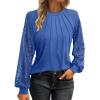 imageATHMILE Womens Long Sleeve Shirts Lace Tops Business Casual Outfits Dressy Fall Fashion BlousesBlue