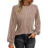 imageATHMILE Womens Long Sleeve Shirts Lace Tops Business Casual Outfits Dressy Fall Fashion BlousesKhaki