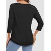 imageATHMILE Womens 34 Length Sleeve Tops V Neck Shirts Business Casual Dressy Blouse Loose Fit Basic Tee with PocketBlack