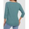 imageATHMILE Womens 34 Length Sleeve Tops V Neck Shirts Business Casual Dressy Blouse Loose Fit Basic Tee with PocketBluegreen