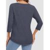 imageATHMILE Womens 34 Length Sleeve Tops V Neck Shirts Business Casual Dressy Blouse Loose Fit Basic Tee with PocketDarkblue