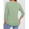 imageATHMILE Womens 34 Length Sleeve Tops V Neck Shirts Business Casual Dressy Blouse Loose Fit Basic Tee with PocketLightgreen