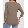 imageATHMILE Womens 34 Length Sleeve Tops V Neck Shirts Business Casual Dressy Blouse Loose Fit Basic Tee with PocketNutmeg