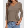 imageATHMILE Womens 34 Length Sleeve Tops V Neck Shirts Business Casual Dressy Blouse Loose Fit Basic Tee with PocketNutmeg
