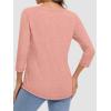 imageATHMILE Womens 34 Length Sleeve Tops V Neck Shirts Business Casual Dressy Blouse Loose Fit Basic Tee with PocketPink