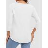 imageATHMILE Womens 34 Length Sleeve Tops V Neck Shirts Business Casual Dressy Blouse Loose Fit Basic Tee with PocketWhite