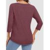 imageATHMILE Womens 34 Length Sleeve Tops V Neck Shirts Business Casual Dressy Blouse Loose Fit Basic Tee with PocketWinered