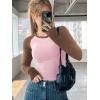 imageATHMILE Womens Long Sleeve Shirts Slim Fit Stretchy Color Block Slightly Cropped TopsPink Brown Combo