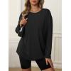 imageATHMILE Womens Oversized Long Sleeve T Shirts Basic Crewneck Tee Fall Tops Casual Workout Fashion Casual Y2K ClothesBlack