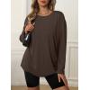 imageATHMILE Womens Oversized Long Sleeve T Shirts Basic Crewneck Tee Fall Tops Casual Workout Fashion Casual Y2K ClothesBrown
