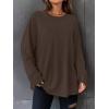 imageATHMILE Womens Oversized Long Sleeve T Shirts Basic Crewneck Tee Fall Tops Casual Workout Fashion Casual Y2K ClothesBrown