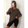imageATHMILE Womens Oversized Long Sleeve T Shirts Basic Crewneck Tee Fall Tops Casual Workout Fashion Casual Y2K ClothesBrown