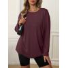 imageATHMILE Womens Oversized Long Sleeve T Shirts Basic Crewneck Tee Fall Tops Casual Workout Fashion Casual Y2K ClothesBurgundy