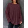 imageATHMILE Womens Oversized Long Sleeve T Shirts Basic Crewneck Tee Fall Tops Casual Workout Fashion Casual Y2K ClothesBurgundy