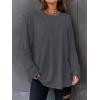imageATHMILE Womens Oversized Long Sleeve T Shirts Basic Crewneck Tee Fall Tops Casual Workout Fashion Casual Y2K ClothesDeep Grey