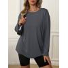 imageATHMILE Womens Oversized Long Sleeve T Shirts Basic Crewneck Tee Fall Tops Casual Workout Fashion Casual Y2K ClothesDeep Grey