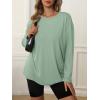 imageATHMILE Womens Oversized Long Sleeve T Shirts Basic Crewneck Tee Fall Tops Casual Workout Fashion Casual Y2K ClothesGreen