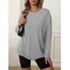 imageATHMILE Womens Oversized Long Sleeve T Shirts Basic Crewneck Tee Fall Tops Casual Workout Fashion Casual Y2K ClothesGrey