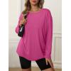 imageATHMILE Womens Oversized Long Sleeve T Shirts Basic Crewneck Tee Fall Tops Casual Workout Fashion Casual Y2K ClothesHot Pink
