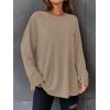 imageATHMILE Womens Oversized Long Sleeve T Shirts Basic Crewneck Tee Fall Tops Casual Workout Fashion Casual Y2K ClothesKhaki