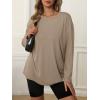imageATHMILE Womens Oversized Long Sleeve T Shirts Basic Crewneck Tee Fall Tops Casual Workout Fashion Casual Y2K ClothesKhaki