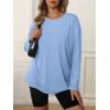 imageATHMILE Womens Oversized Long Sleeve T Shirts Basic Crewneck Tee Fall Tops Casual Workout Fashion Casual Y2K ClothesSky Blue