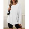 imageATHMILE Womens Oversized Long Sleeve T Shirts Basic Crewneck Tee Fall Tops Casual Workout Fashion Casual Y2K ClothesWhite