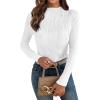 imageATHMILE Womens Casual Dressy Long Sleeve Tops Texture Mock Neck Blouses Trendy Business Casual Outfits Shirts Fall Clothes