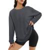 imageATHMILE Womens Oversized Long Sleeve T Shirts Basic Crewneck Tee Fall Tops Casual Workout Fashion Casual Y2K ClothesDeep Grey