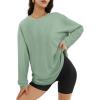 imageATHMILE Womens Oversized Long Sleeve T Shirts Basic Crewneck Tee Fall Tops Casual Workout Fashion Casual Y2K ClothesGreen