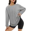 imageATHMILE Womens Oversized Long Sleeve T Shirts Basic Crewneck Tee Fall Tops Casual Workout Fashion Casual Y2K ClothesGrey