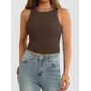 imageATHMILE Womens Double Lined Crop Tank Tops Casual Basic Shirts Sleeveless Workout Tops Cute Summer Clothes Teen GirlsBrown