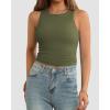 imageATHMILE Womens Double Lined Crop Tank Tops Casual Basic Shirts Sleeveless Workout Tops Cute Summer Clothes Teen GirlsOlive Green