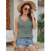 imageATHMILE Womens Tank Tops Summer V Neck Sleeveless Ribbed Button Casual Henley Basic ShirtsBlue Grey