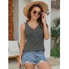 imageATHMILE Womens Tank Tops Summer V Neck Sleeveless Ribbed Button Casual Henley Basic ShirtsDark Grey