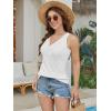 imageATHMILE Womens Tank Tops Summer V Neck Sleeveless Ribbed Button Casual Henley Basic ShirtsWhite