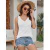 imageATHMILE Womens Tank Tops Summer V Neck Sleeveless Ribbed Button Casual Henley Basic ShirtsWhite