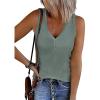imageATHMILE Womens Tank Tops Summer V Neck Sleeveless Ribbed Button Casual Henley Basic ShirtsBlue Grey