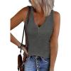 imageATHMILE Womens Tank Tops Summer V Neck Sleeveless Ribbed Button Casual Henley Basic ShirtsDark Grey